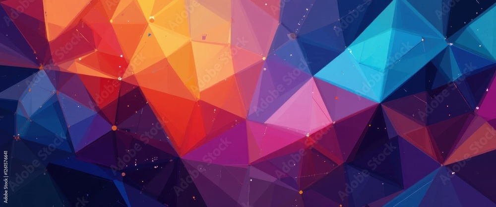 Aufkleber vibrant geometric abstraction with triangular facets and color gradients