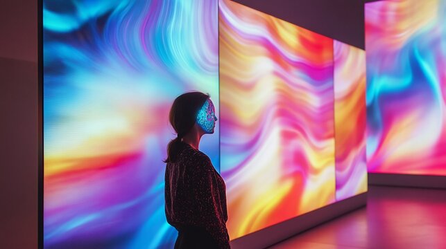 AI driven interactive art installation adapting its visuals based on audience emotions 