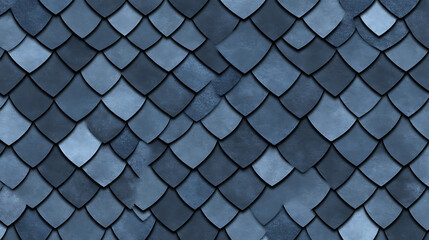 Fototapeta premium Blue Dragon Scale Seamless Pattern Textured Background Design for Fantasy Illustration Artwork