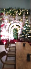 defocused abstract background of a restaurant with a Christmas feel, which is suitable for use as a background to complement any decoration, for photography purposes of bokeh decoration