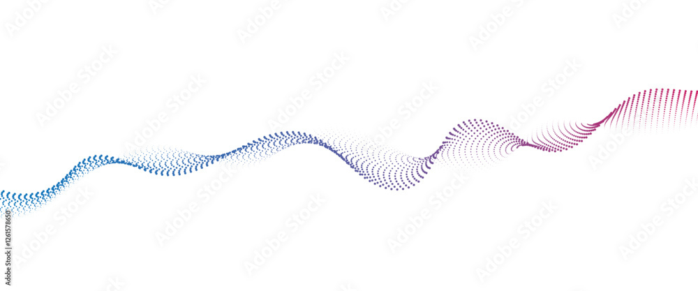 Poster flowing dot wave halftone gradient pattern on transparent background
