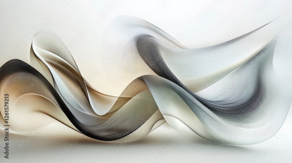 Aufkleber a serene abstract design of curved lines over a white background, creating a peaceful yet dynamic mi