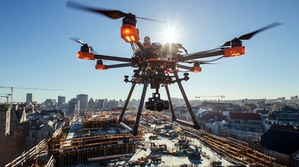Fototapeta premium Drone Aerial Photography of Construction Site: A Stunning View of Urban Development