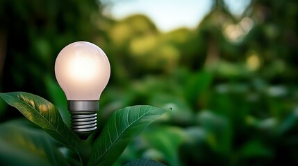 Light Bulb on Leaf Symbolizing Eco-Friendly Energy Solutions