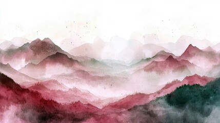 Obraz premium Watercolor Mountains: A Serene Landscape Painting