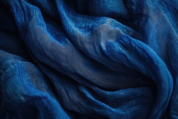 Close-up of Draped Deep Blue Fabric