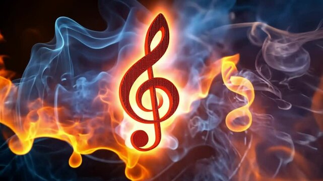Fiery Treble Clef: A Symphony of Fire and Ice