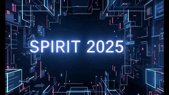 Futuristic 2025 spirit event digital backdrop