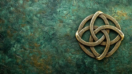 Celtic Knot Symbol Ornament on Green Textured Surface