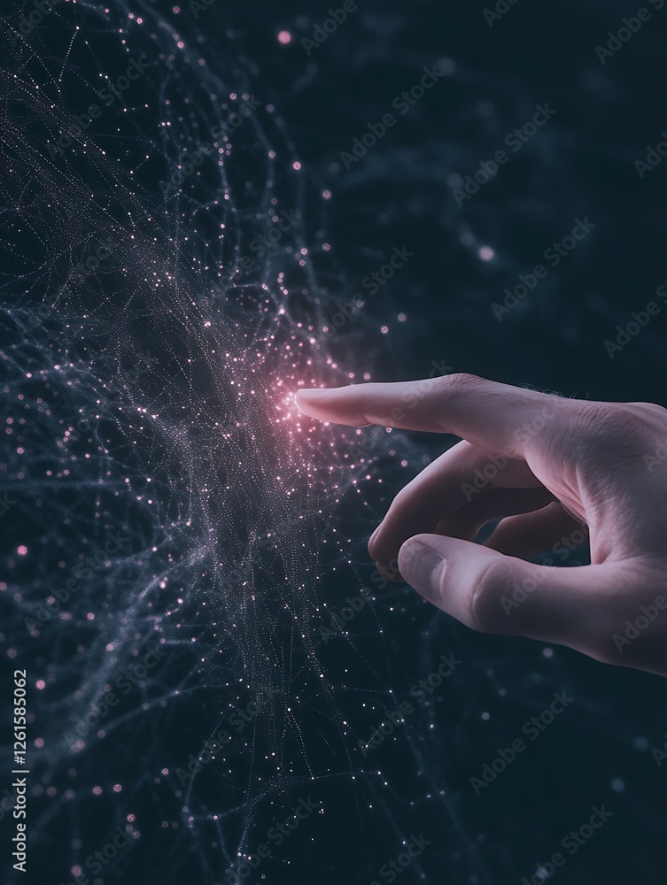 Poster abstract light hands interaction image