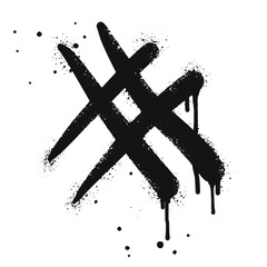 Doodle element hashtag icon. Spray painted graffiti hash tag symbol in black over white. isolated on white background. vector illustration