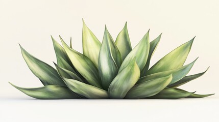 60.A clean, minimalistic render of the Fox Tail Agave, emphasizing its smooth, arching leaves and natural green gradients, ideal for botanical compositions on a white background.