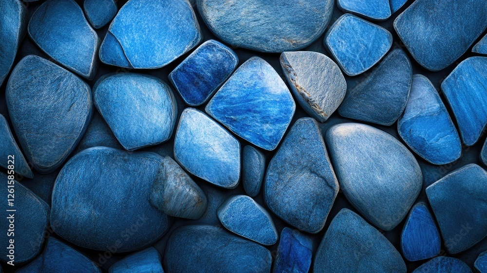 Poster abstract modern background with geometric blue stones and rocks, showcasing a simplistic yet artisti