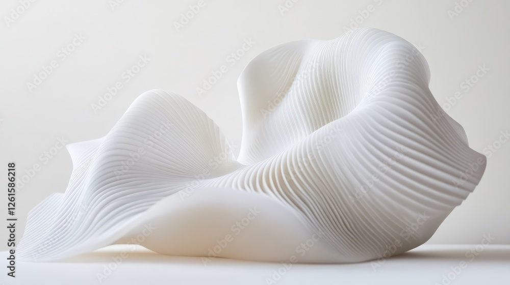 Poster abstract white backdrop with smoothly flowing, curving lines, creating a refined minimalist look tha