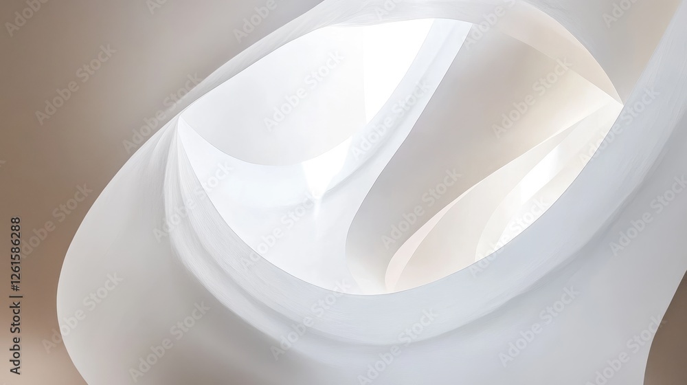 Poster Abstract white background with gracefully curved lines flowing gently, creating a modern and serene minimalist aesthetic