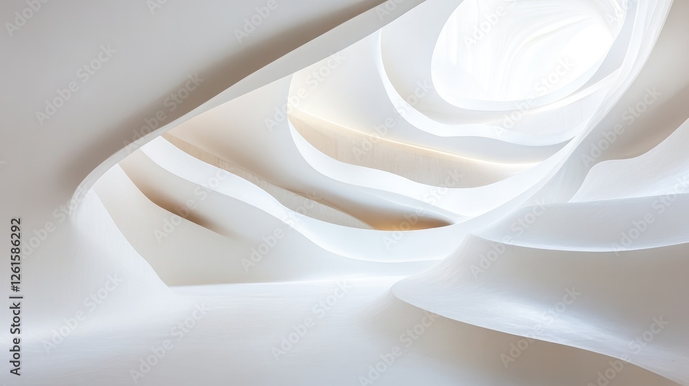 Aufkleber abstract white background with gracefully curved lines flowing gently, creating a modern and serene 