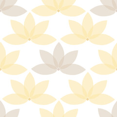 seamless repeat pattern with beautiful pastel yellow and light brown floral motif on white background perfect for fabric, scrap booking, wallpaper, gift wrap projects