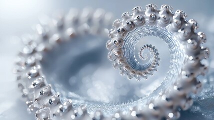 Intricate spiral design of metallic beads on a soft background, showcasing elegance and detail