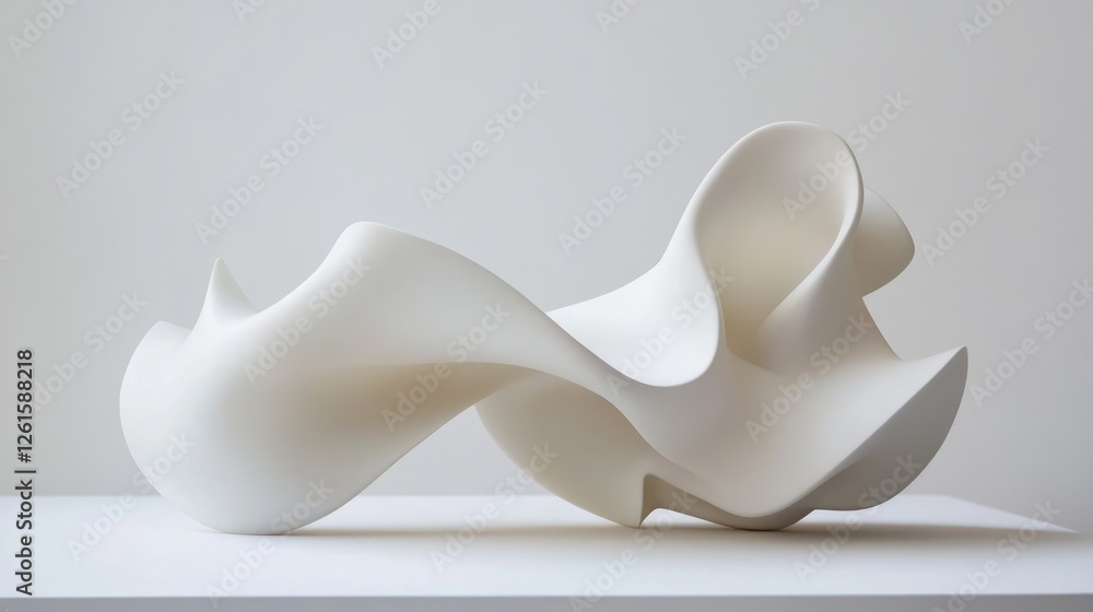 Poster Clean white backdrop with elegant, curved lines intertwining softly, offering a sophisticated and minimalist abstract look