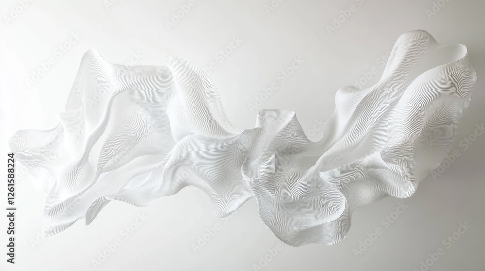 Poster Clean white backdrop with elegant, curved lines intertwining softly, offering a sophisticated and minimalist abstract look