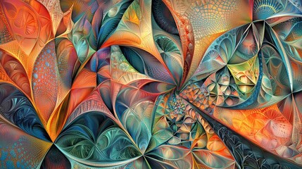 Abstract colorful fractal pattern showcasing intricate designs and dynamic shapes