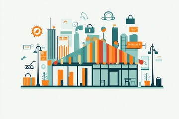Fototapeta premium A creative graphic showcasing the growth of retail investing with bar charts and icons 