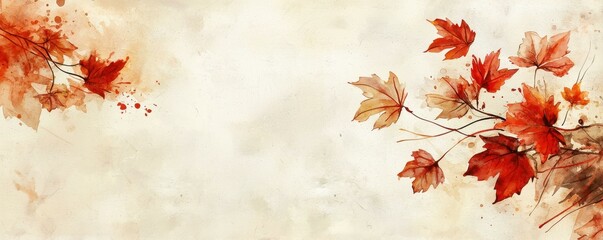 Obraz premium Watercolor Autumn Maple Leaves Abstract Illustration