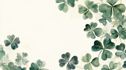 Obraz premium Watercolor Clover Decoration Saint Patricks Day Style