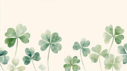 Fototapeta premium Watercolor Floral Shamrock Clover Field Illustration Art