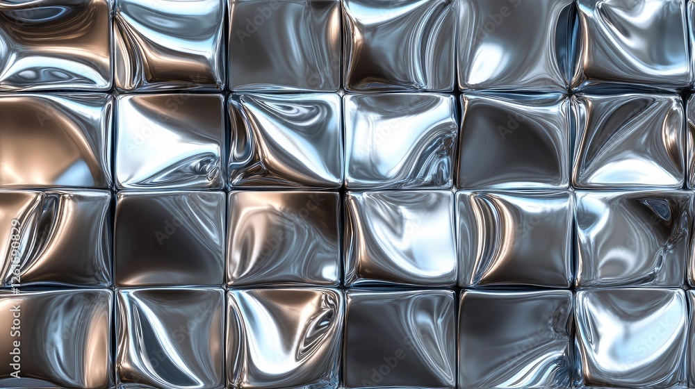 Aufkleber Glowing iridescent liquid metal in a seamless tile pattern, creating a futuristic and abstract design with flowing, dynamic textures