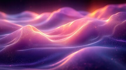 Obraz premium Abstract landscape of glowing waves in vibrant hues, creating a serene and dreamy atmosphere