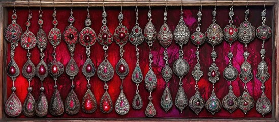 Collection of Exquisite Red and Silver Earrings
