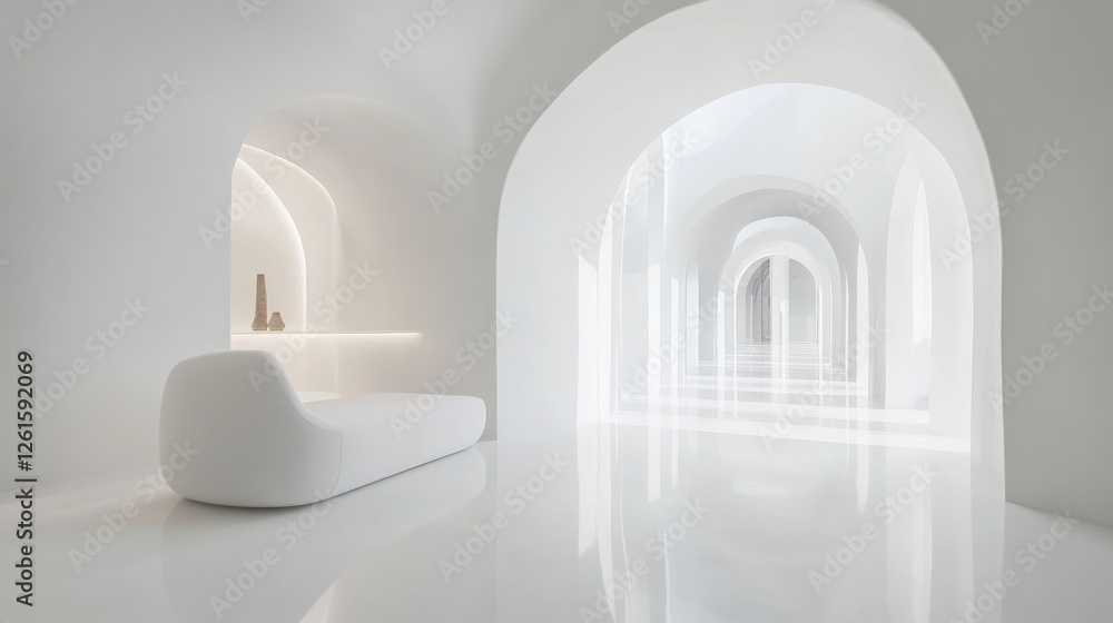 Aufkleber pure white background with smooth, elegant curved lines that evoke simplicity and modernity, creatin