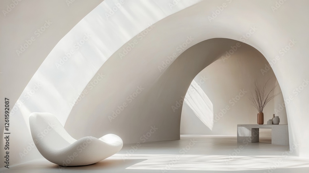 Poster Pure white background with smooth, elegant curved lines that evoke simplicity and modernity, creating a peaceful and minimalist visual appeal