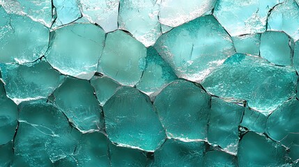 Close-up view of textured turquoise ice formations with natural light reflecting through