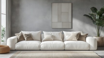 Serene Living Space, A Minimalist Interior with Soft Light, Texture and Modern D,cor Accents