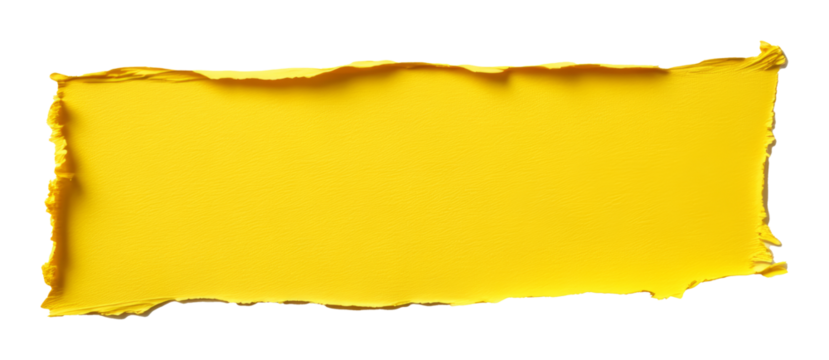 yellow paint brush stroke on transparent background, textured art concept