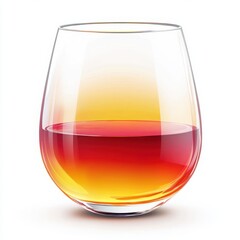 A vibrant glass of Tequila Sunrise cocktail isolated on a white background, showcasing its stunning gradient of colors.