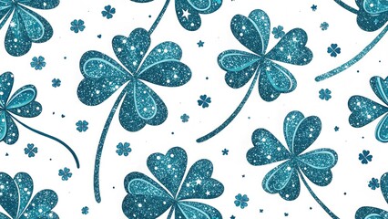 Fototapeta premium Aerial St. Patrick's Day Glitter Pattern, Drone Photography, Blue Shimmer, Festive Holiday Background