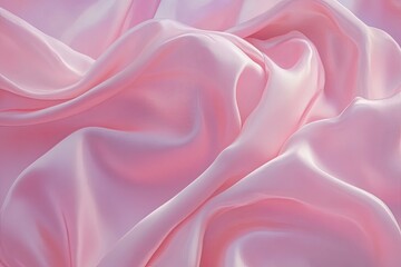 Obraz premium Delicate pink satin fabric drapes, soft folds, smooth texture, background of more folds
