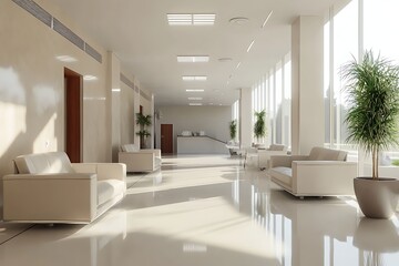 Fototapeta premium clean hospital room with neutral tones and contemporary furniture