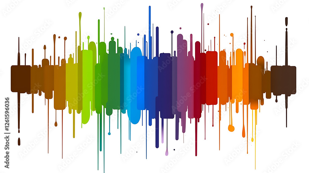 Aufkleber colourful spectrum palette of paint drips cascading downwards in an abstract expressionist style