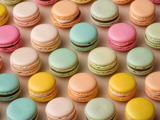 Obraz premium Pastel Macarons Colorful Dessert Treats