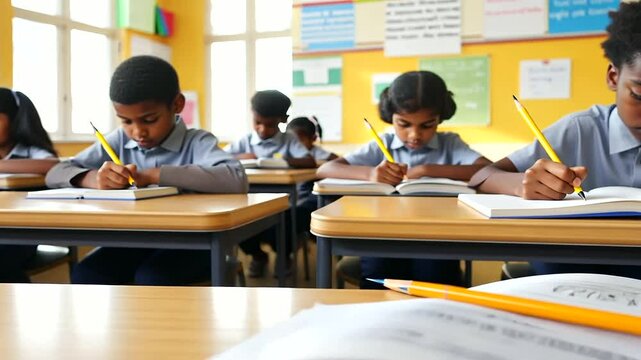 Engaged middle school students actively participating in a math lesson for skill enhancement.