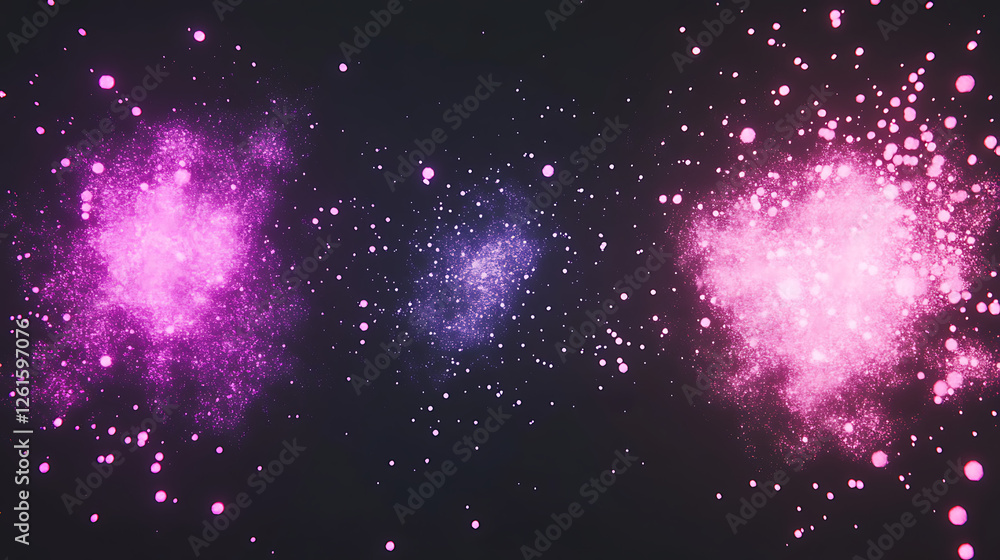 Poster cosmic dust and glowing particles in a nebula clouds formation outer space exploration concept