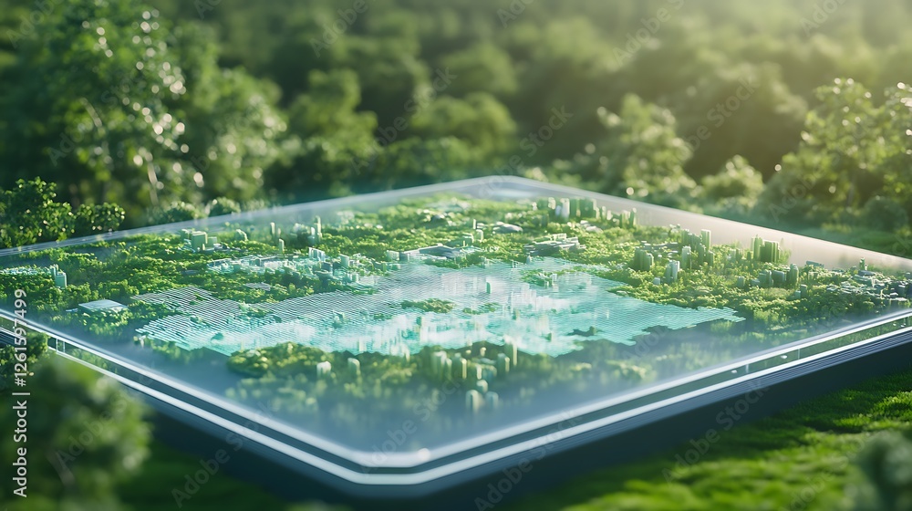 Poster sleek futuristic 3d data hub design