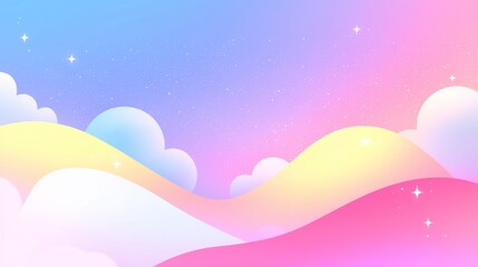 Dreamy colorful landscape with soft clouds abstract art digital background tranquil environment aesthetic view imagination