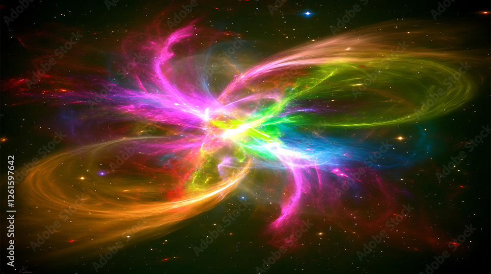 Poster cosmic swirl nebula multiverse of color and light celestial symphony abstract creation universe