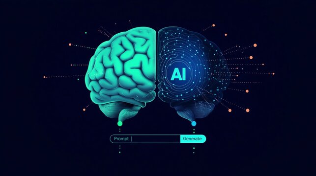 Illustration of Abstract Stream Information: Generating Image, Video from Prompt Concept. Big Data, Technology, AI, Assistant, Data Transfer, Data Flow, Generative AI, Large Language Mode.