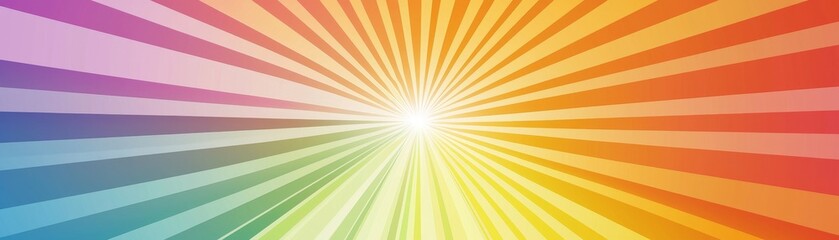 Obraz premium Radiant rainbow burst creative space abstract artwork digital environment aerial viewpoint vibrant concept